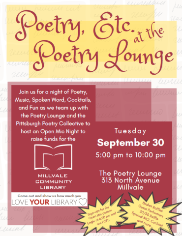 A flyer for a fundraiser event for the Millvale Community Library.